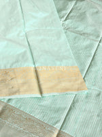 Load image into Gallery viewer, Vaira oosi x Checkered Saree - Pastel Turquoise
