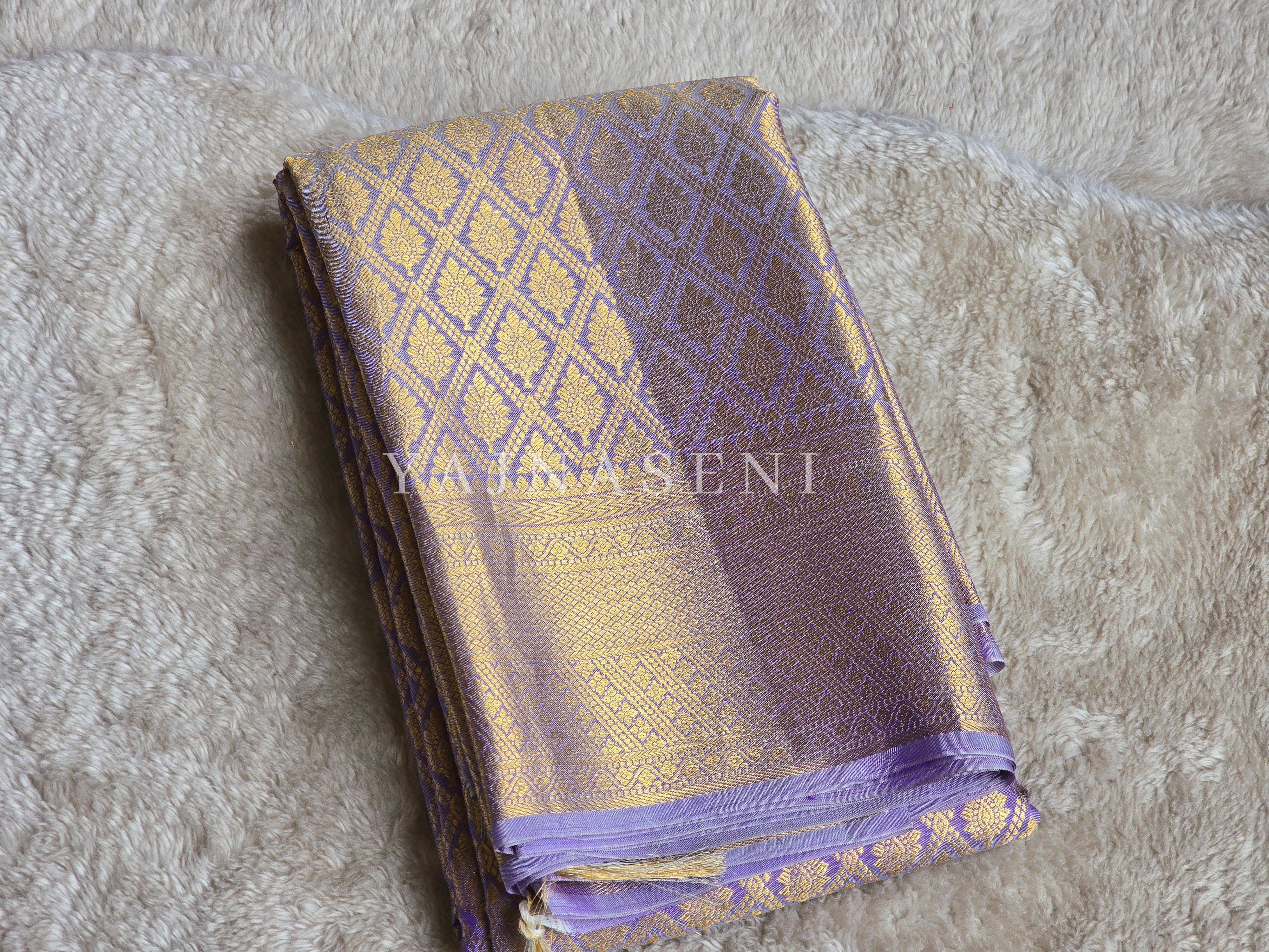 LAVENDER ROYALTY - Pure Kanjivaram Silk Saree with Gold Zari