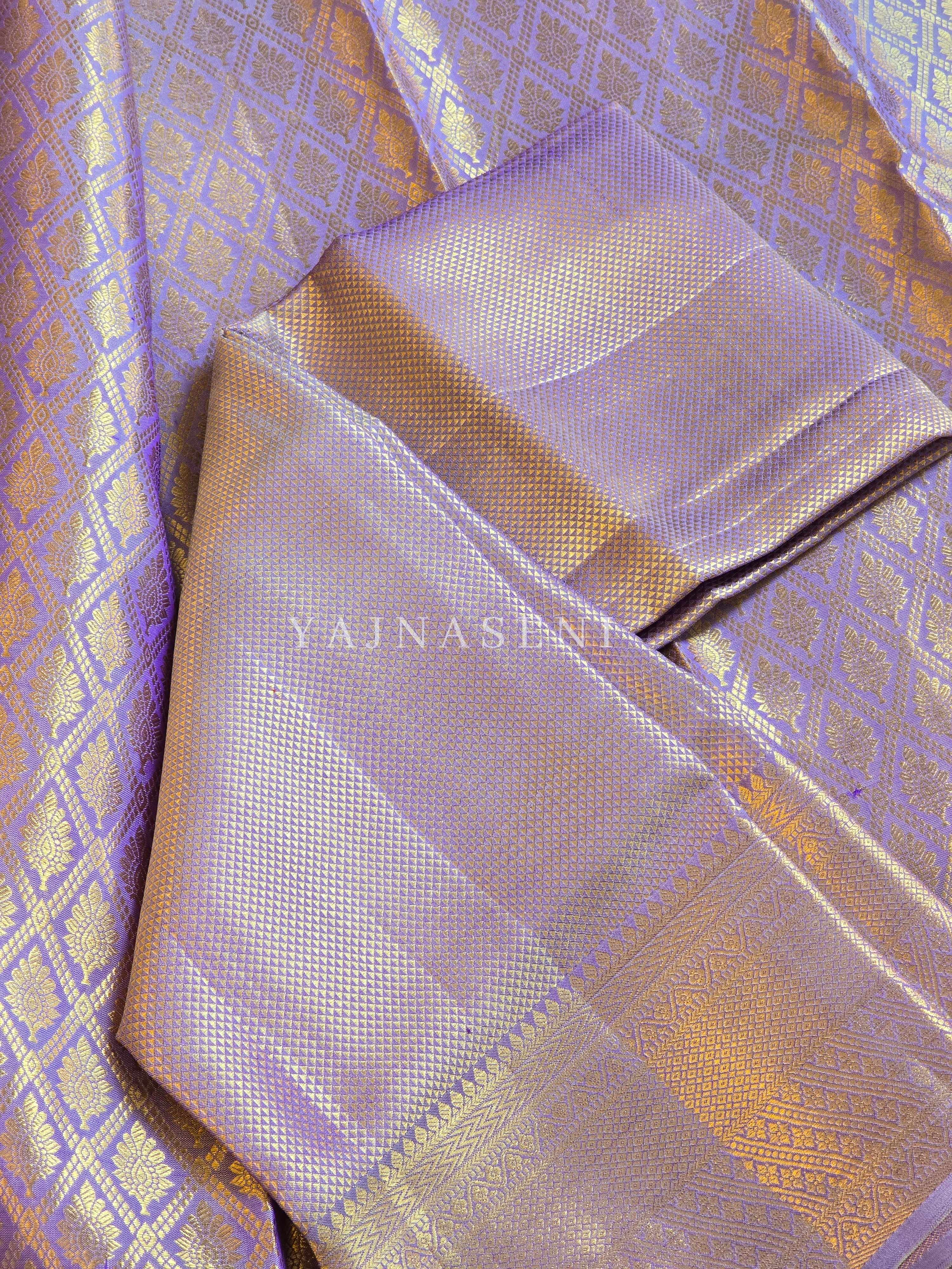 LAVENDER ROYALTY - Pure Kanjivaram Silk Saree with Gold Zari