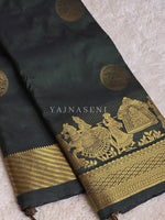 Load image into Gallery viewer, Pallakku Series : Semi Kanchi Silk Saree - Timber Green
