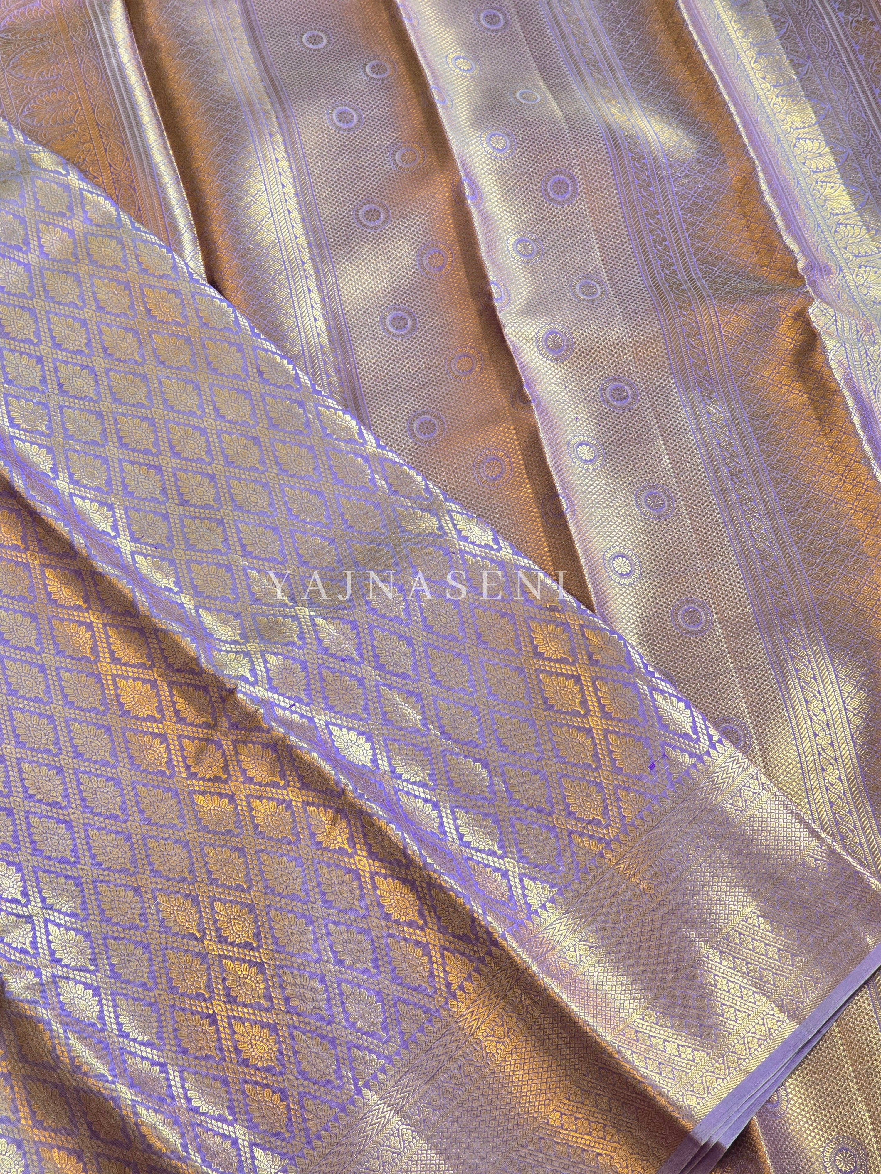 LAVENDER ROYALTY - Pure Kanjivaram Silk Saree with Gold Zari
