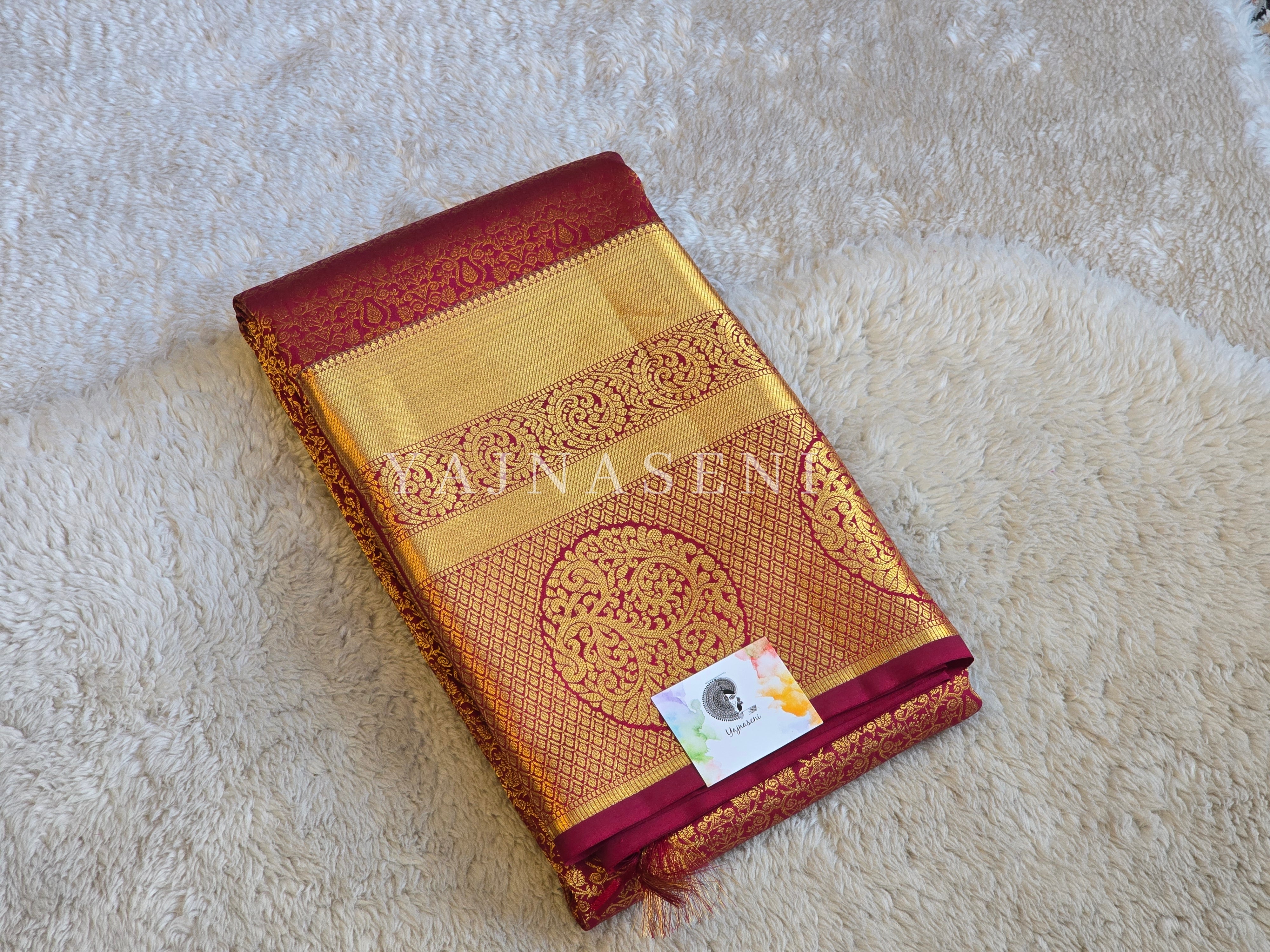 CRIMSON SYMPHONY - Pure Kanjivaram Silk Saree with Gold Zari