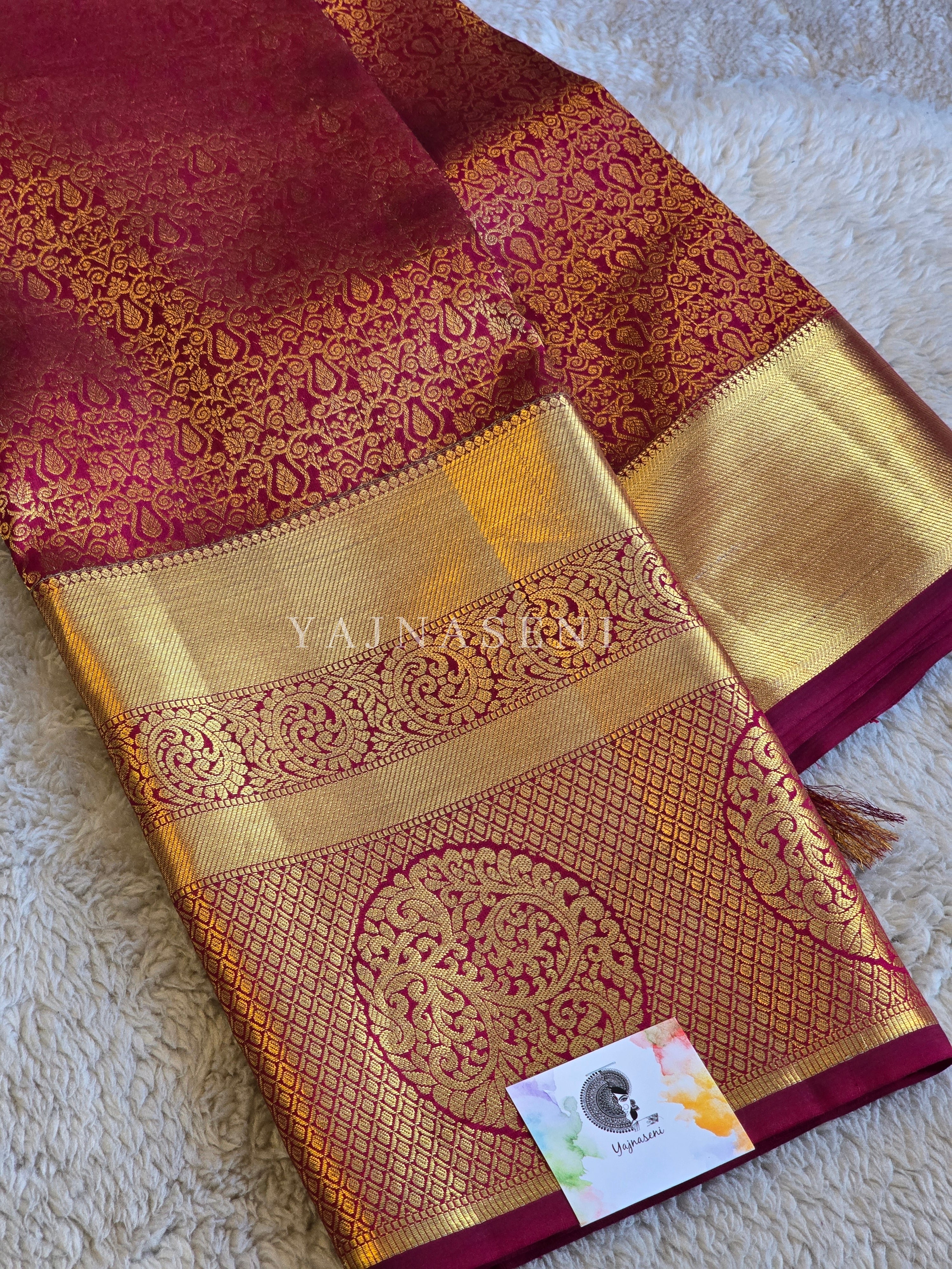 CRIMSON SYMPHONY - Pure Kanjivaram Silk Saree with Gold Zari