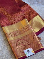 Load image into Gallery viewer, CRIMSON SYMPHONY - Pure Kanjivaram Silk Saree with Gold Zari
