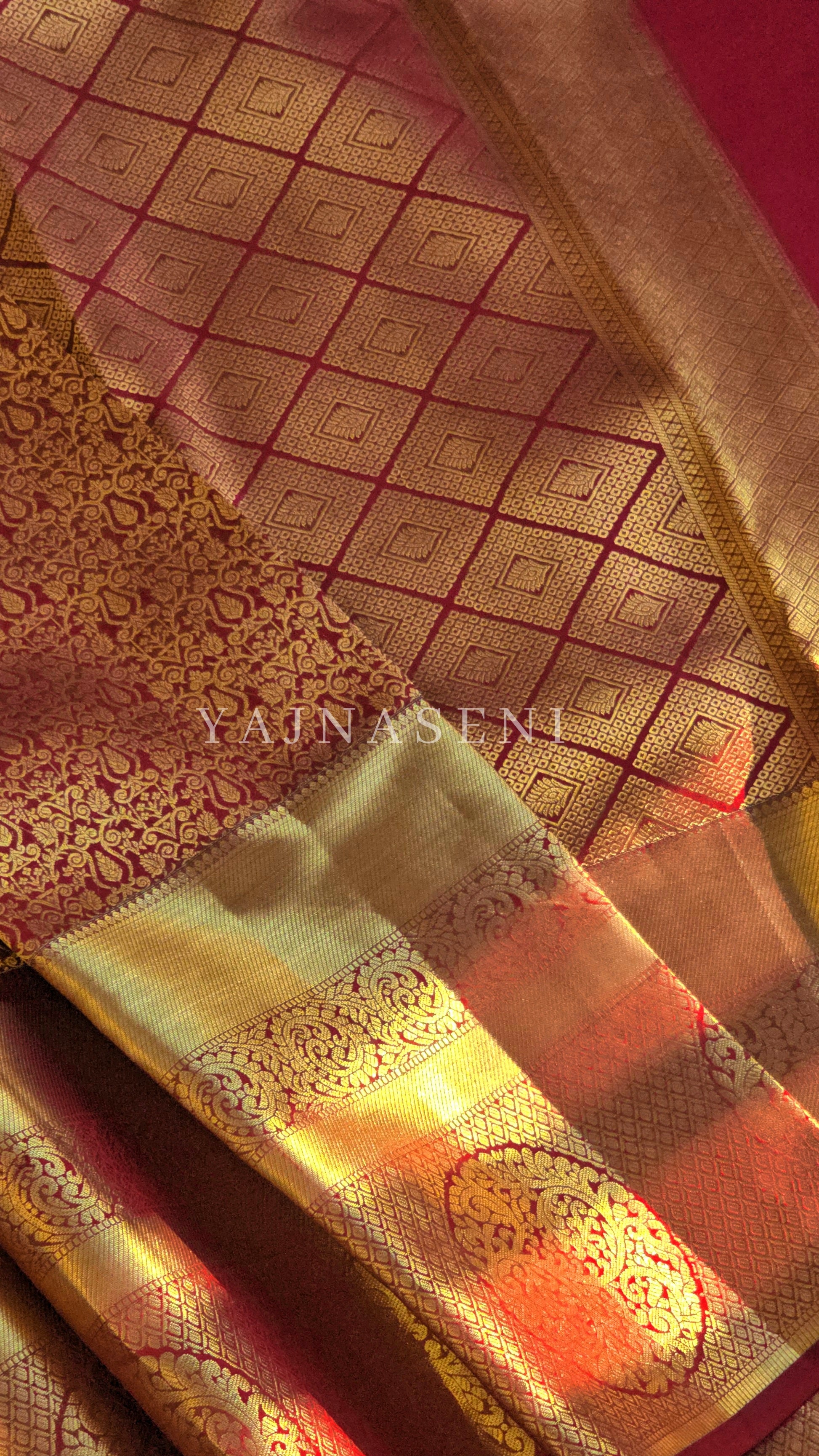 CRIMSON SYMPHONY - Pure Kanjivaram Silk Saree with Gold Zari
