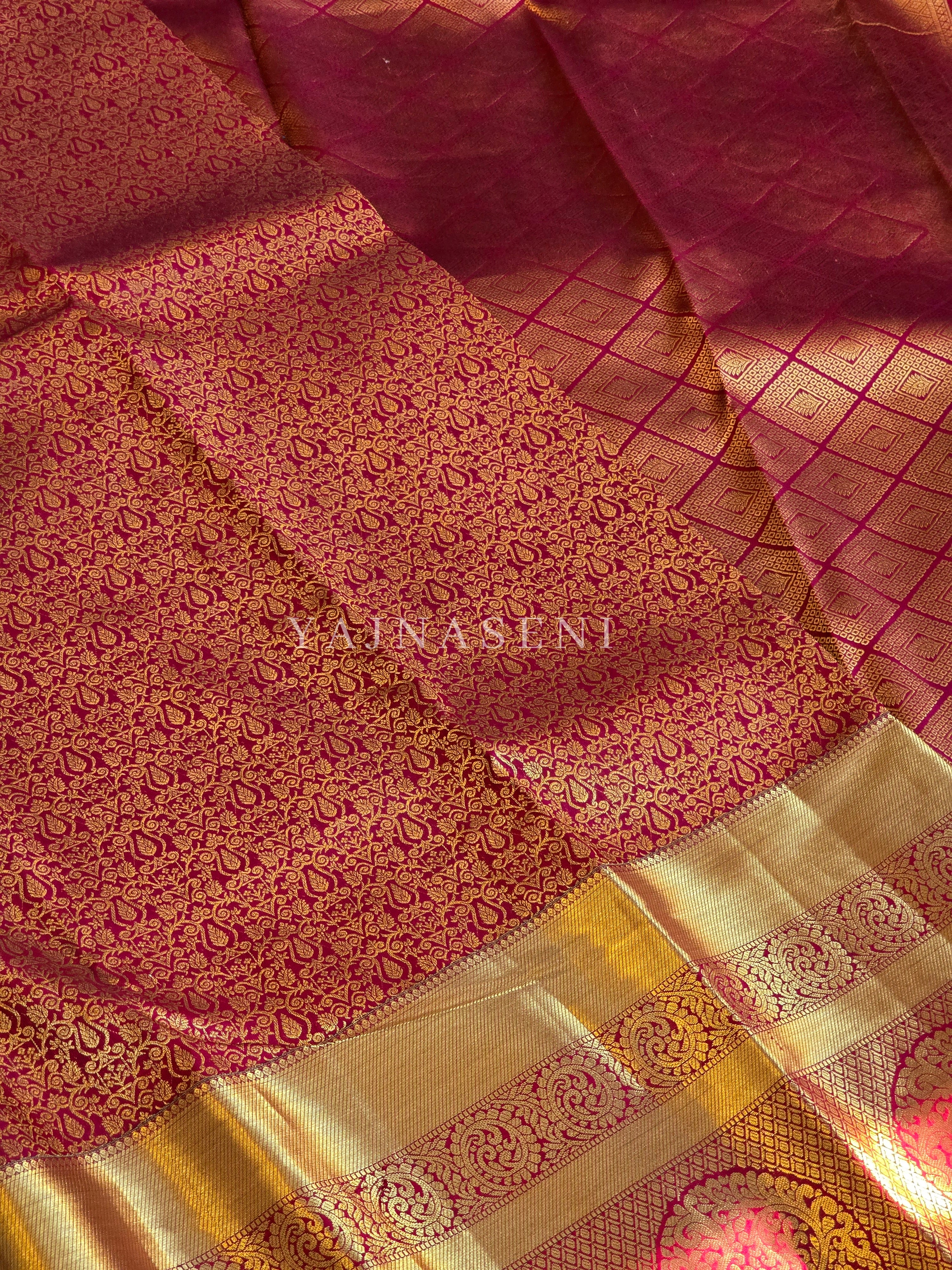 CRIMSON SYMPHONY - Pure Kanjivaram Silk Saree with Gold Zari