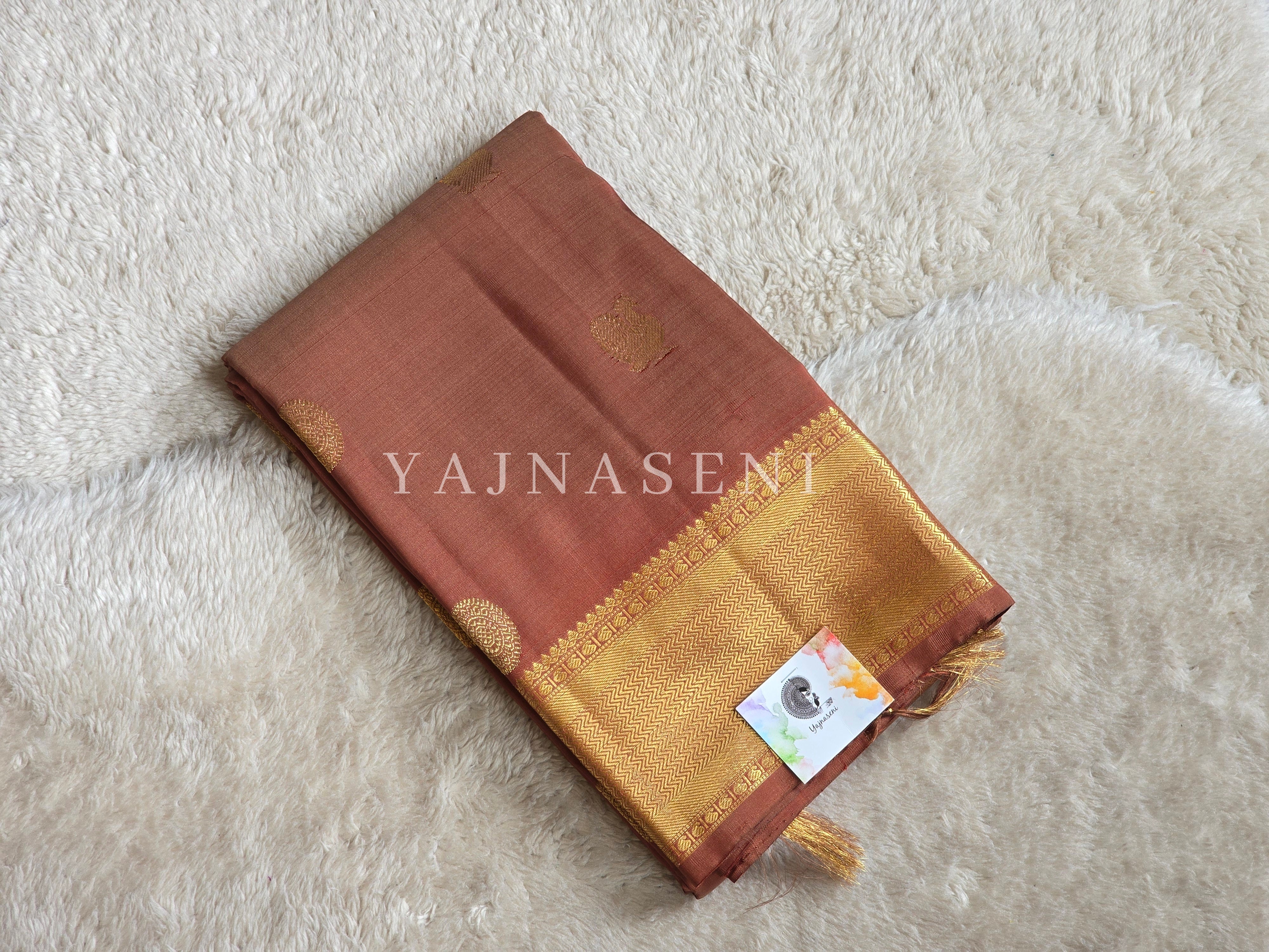 MOCHA KISS - Pure Kanjivaram Silk Saree with Gold Zari