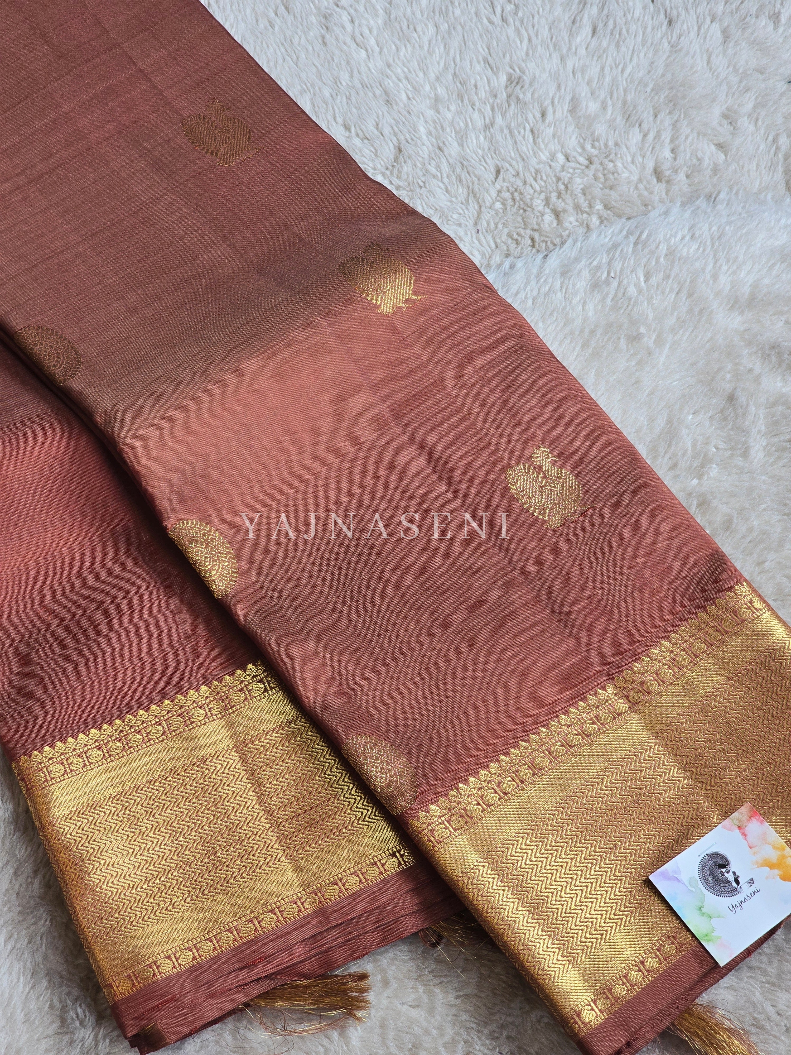 MOCHA KISS - Pure Kanjivaram Silk Saree with Gold Zari