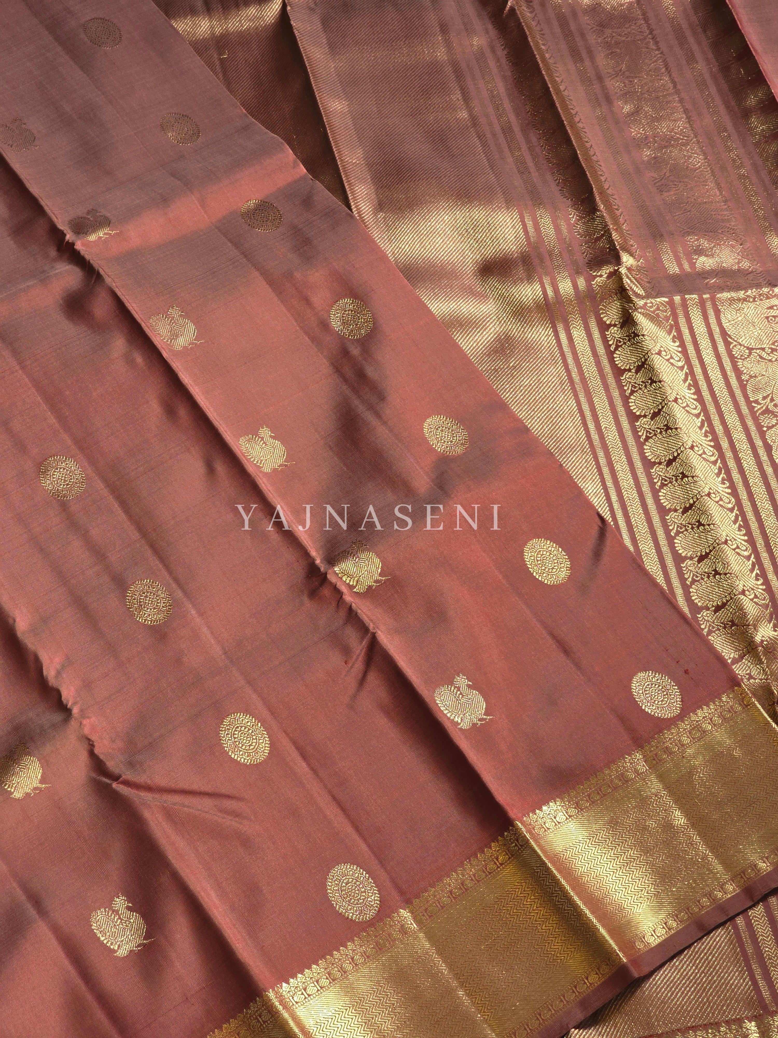 MOCHA KISS - Pure Kanjivaram Silk Saree with Gold Zari