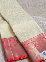 Load image into Gallery viewer, SUNLIT HORIZON - Pure Kanjivaram Silk Saree with Light Gold Zari
