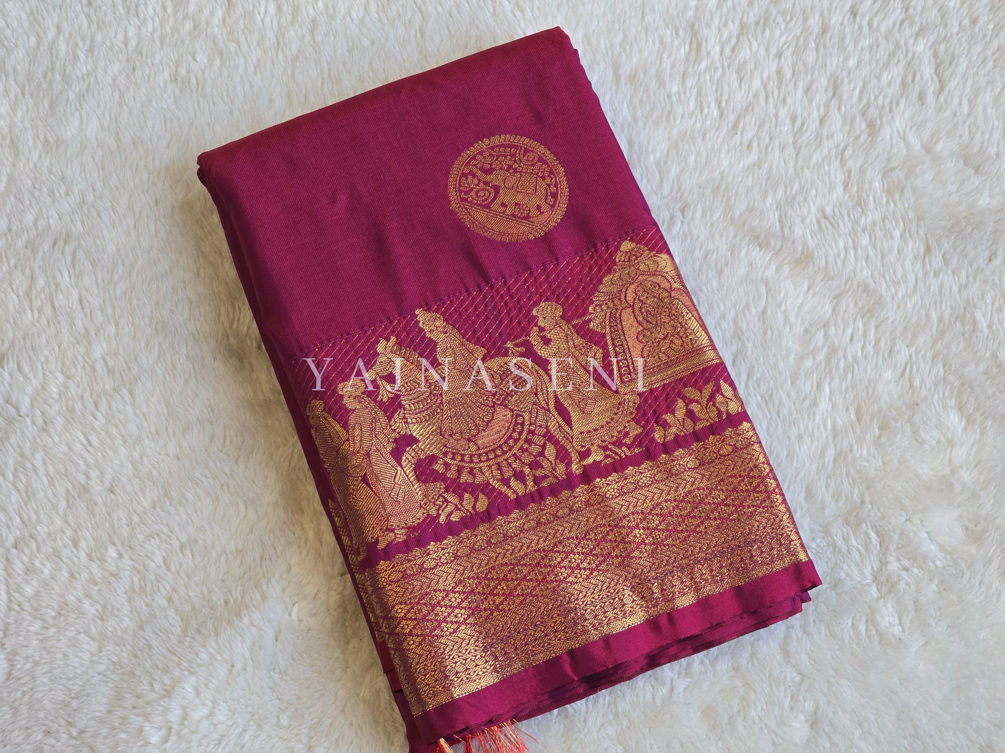 Pallakku Series : Semi Kanchi Silk Saree - Mulberry