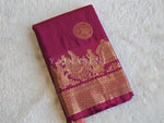 Load image into Gallery viewer, Pallakku Series : Semi Kanchi Silk Saree - Mulberry
