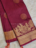 Load image into Gallery viewer, Pallakku Series : Semi Kanchi Silk Saree - Mulberry
