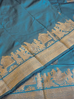 Load image into Gallery viewer, Pallakku Series : Semi Kanchi Silk Saree - Teal Blue

