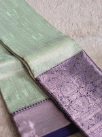 Load image into Gallery viewer, OCEAN WHISPER - Pure Kanjivaram Silk Saree with Light Gold Zari
