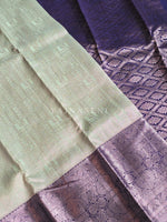 Load image into Gallery viewer, OCEAN WHISPER - Pure Kanjivaram Silk Saree with Light Gold Zari
