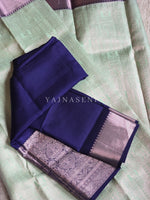 Load image into Gallery viewer, OCEAN WHISPER - Pure Kanjivaram Silk Saree with Light Gold Zari
