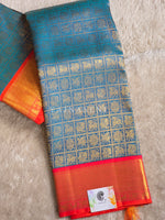 Load image into Gallery viewer, TEJAL TARANG - Pure Kanjivaram Silk Saree with Gold Zari
