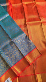 Load image into Gallery viewer, TEJAL TARANG - Pure Kanjivaram Silk Saree with Gold Zari
