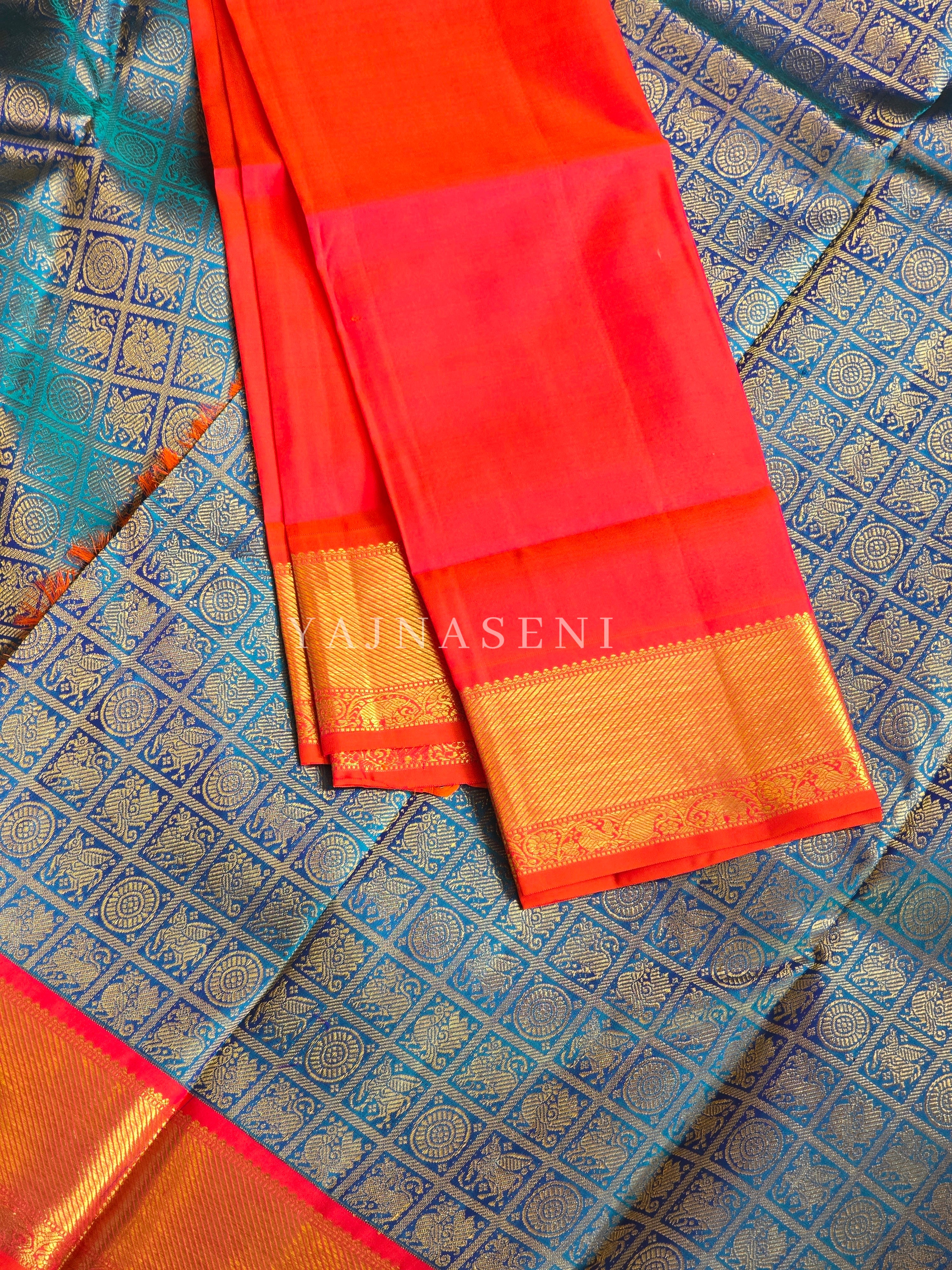 TEJAL TARANG - Pure Kanjivaram Silk Saree with Gold Zari