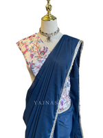 Load image into Gallery viewer, Chiffon Saree x Mirrors x Lace : Blue
