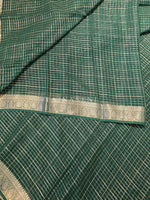 Load image into Gallery viewer, Georgette Saree x Checkered Zari : Dark Green
