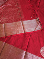 Load image into Gallery viewer, Semi Soft Silk Silver Zari Saree - Crimson
