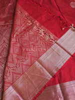 Load image into Gallery viewer, Semi Soft Silk Silver Zari Saree - Crimson
