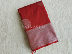 Load image into Gallery viewer, Semi Soft Silk Silver Zari Saree - Crimson
