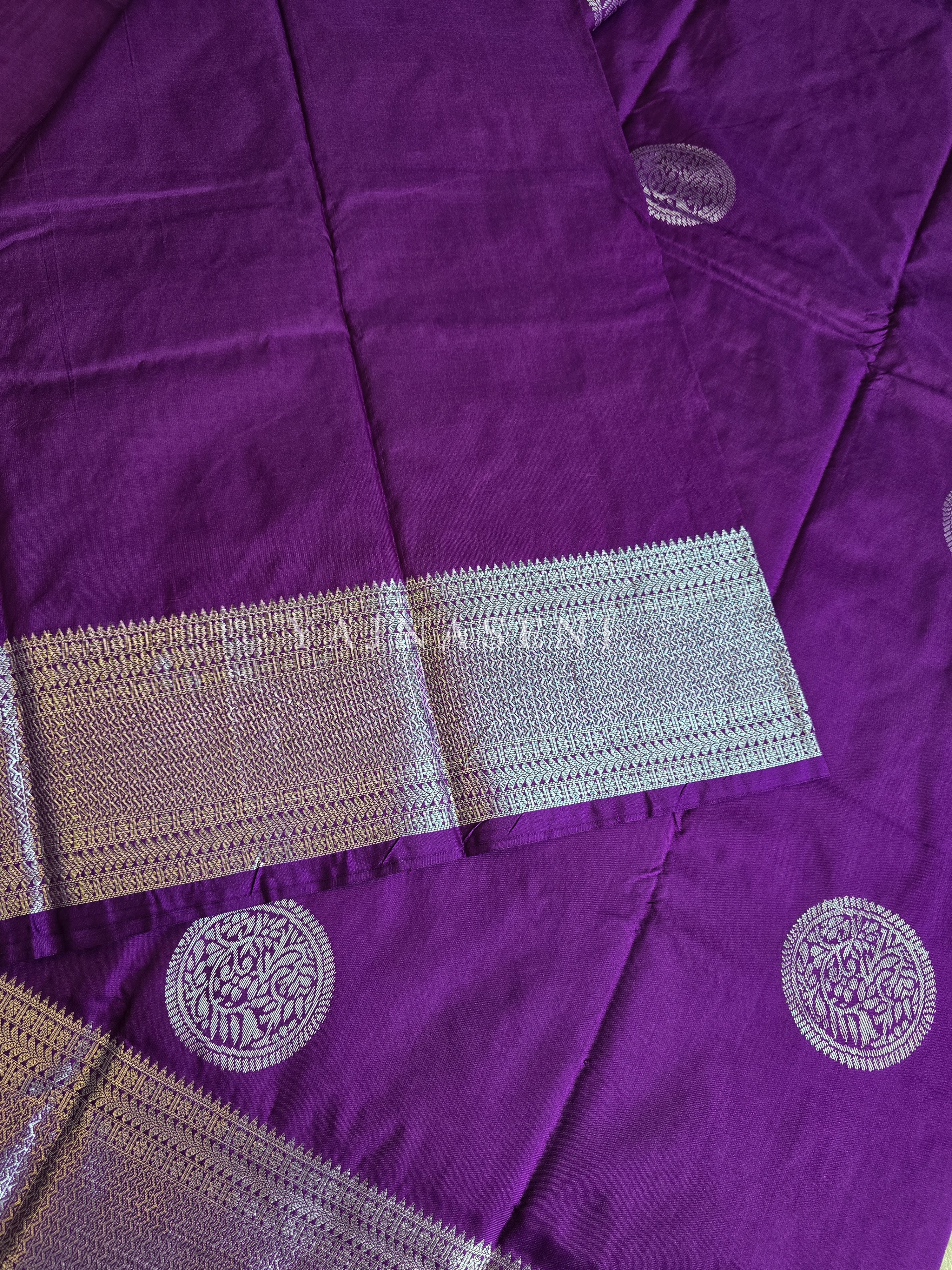 Semi Soft Silk Silver Zari Saree - Purple