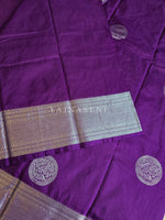 Load image into Gallery viewer, Semi Soft Silk Silver Zari Saree - Purple
