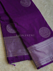 Semi Soft Silk Silver Zari Saree - Purple
