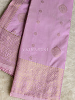 Load image into Gallery viewer, Semi Soft Silk Light Gold Zari Saree - Lilac
