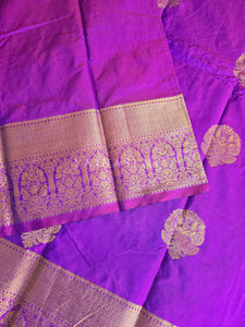 Monochrome Series : Semi Kanchi Silk Saree - Purple Garnet