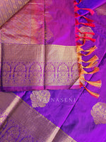 Load image into Gallery viewer, Monochrome Series : Semi Kanchi Silk Saree - Purple Garnet

