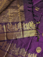 Load image into Gallery viewer, Pallakku Series : Semi Kanchi Silk Saree - Dark Purple
