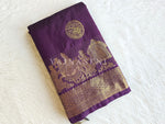 Load image into Gallery viewer, Pallakku Series : Semi Kanchi Silk Saree - Dark Purple
