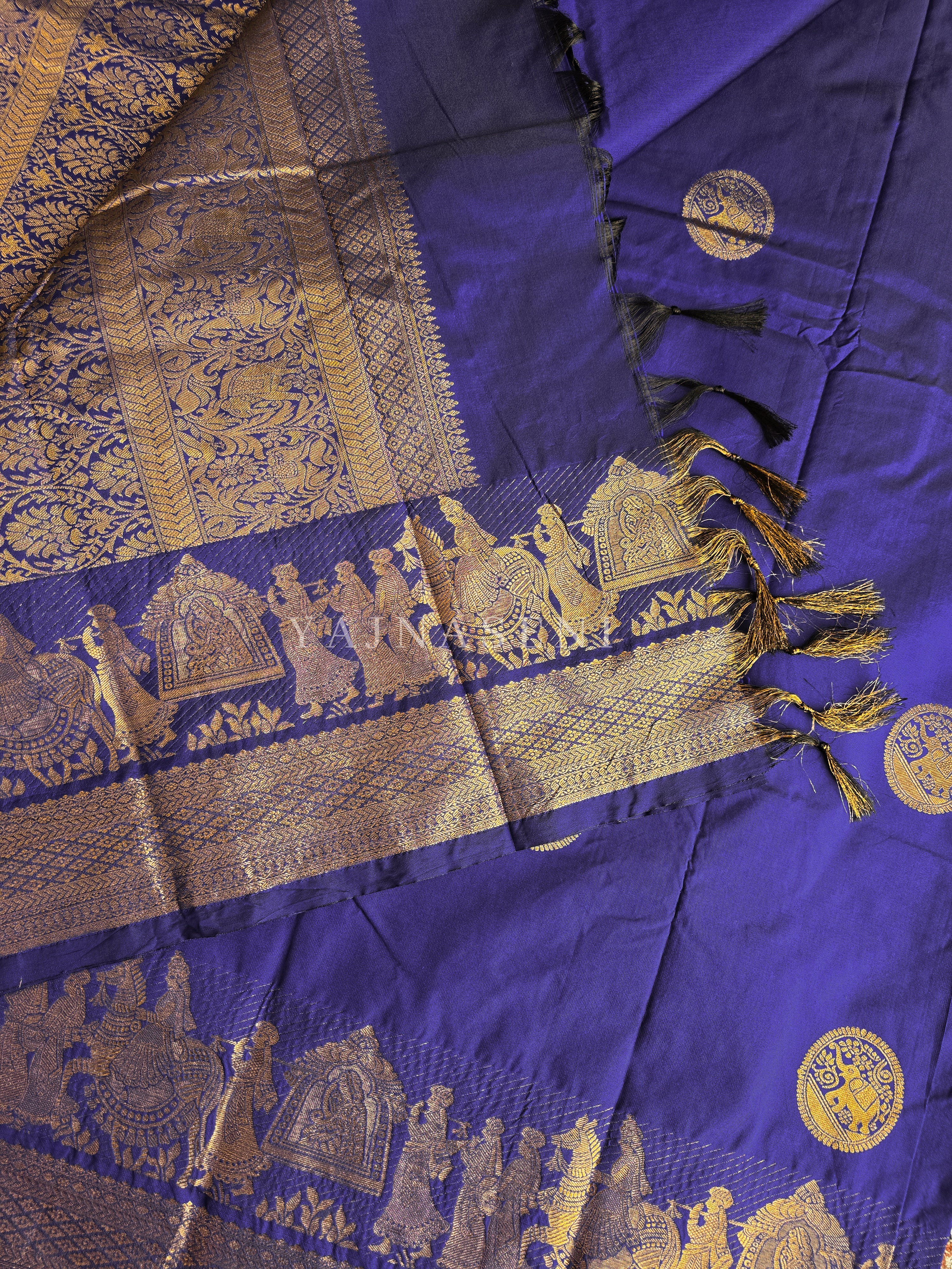 Pallakku Series : Semi Kanchi Silk Saree - Royal Blue
