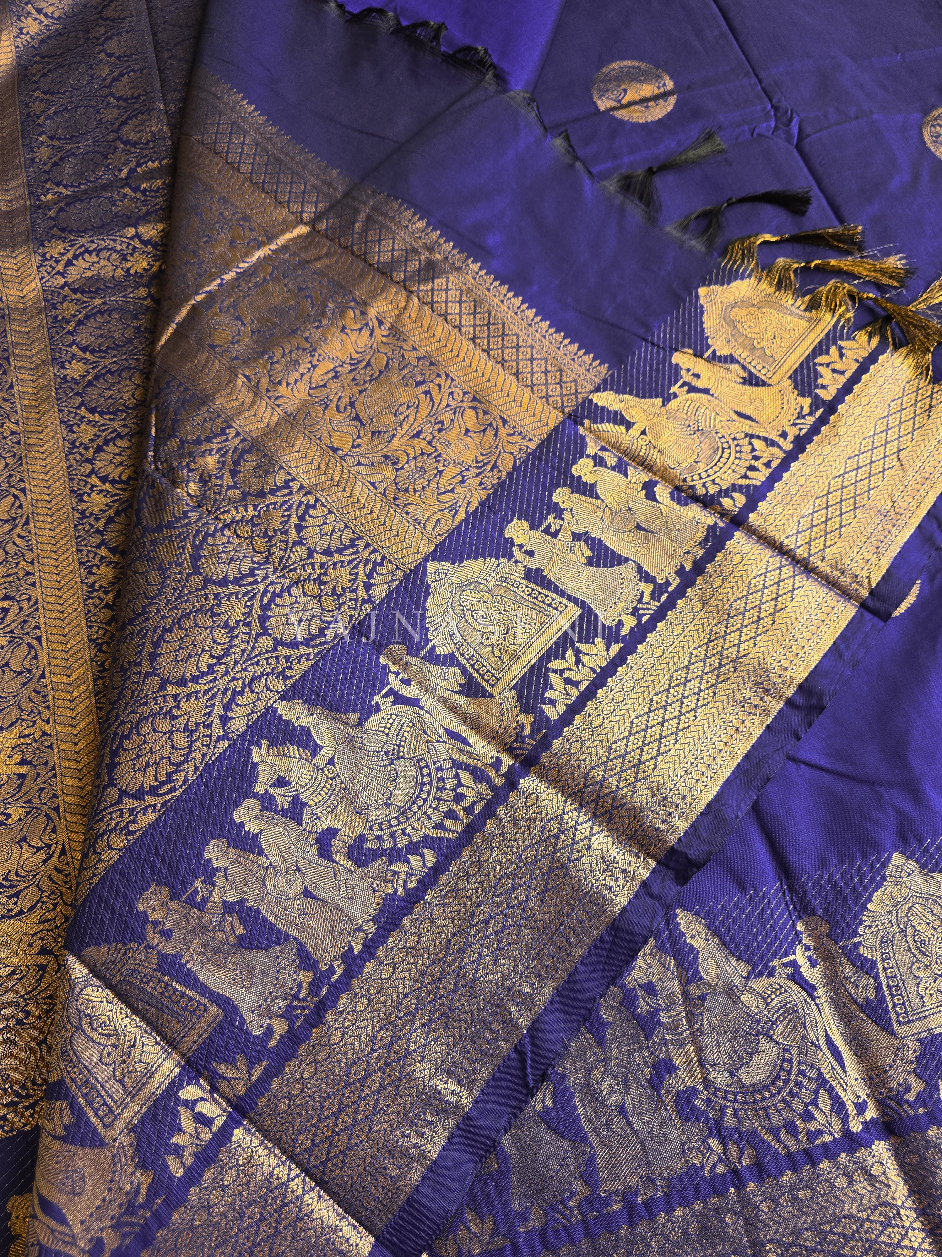 Pallakku Series : Semi Kanchi Silk Saree - Royal Blue