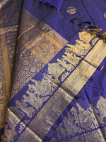 Load image into Gallery viewer, Pallakku Series : Semi Kanchi Silk Saree - Royal Blue
