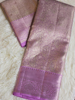 Load image into Gallery viewer, DUSKY ORCHID - Pure Kanjivaram Silk Saree with Light Gold Zari
