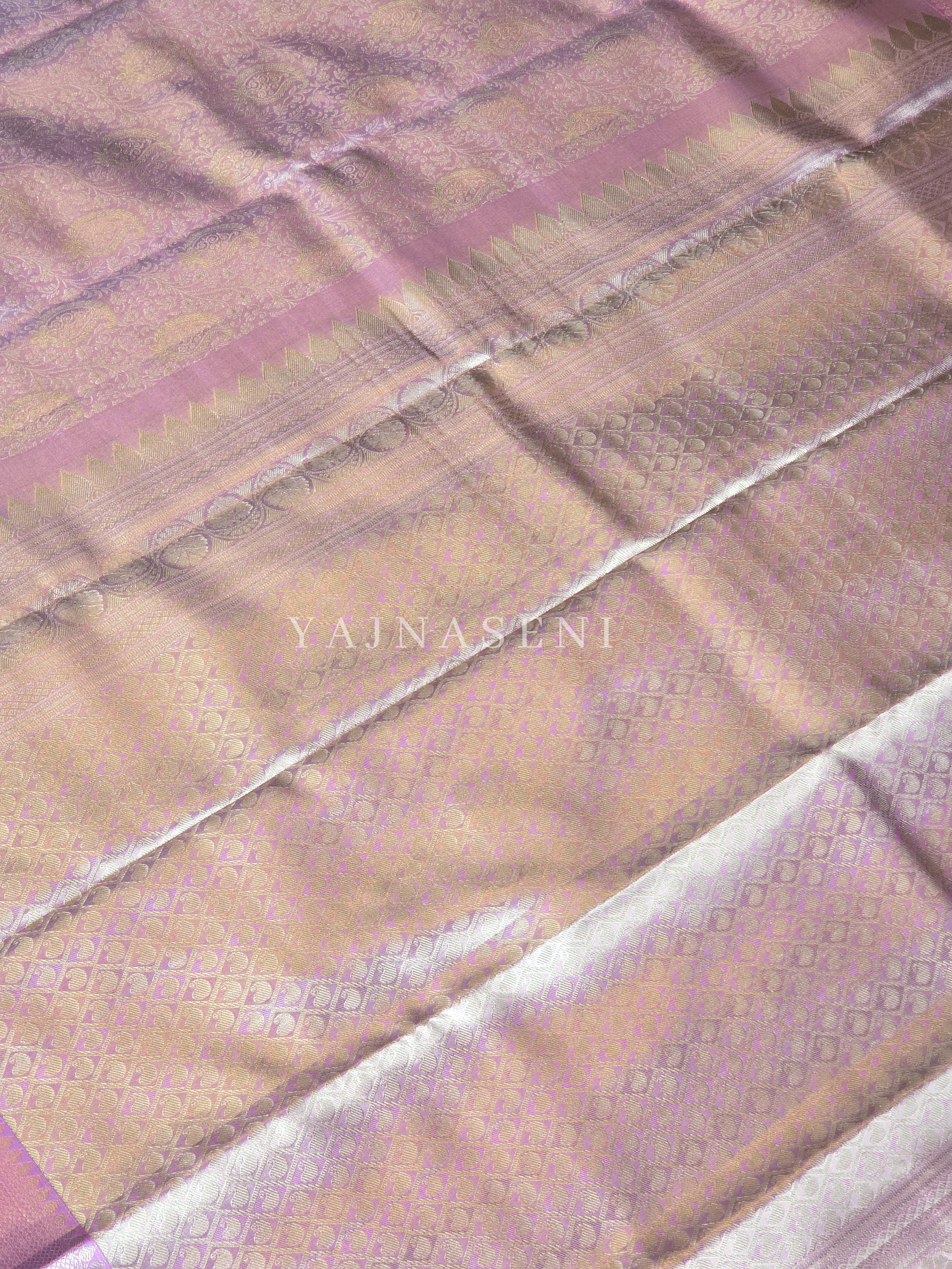 DUSKY ORCHID - Pure Kanjivaram Silk Saree with Light Gold Zari