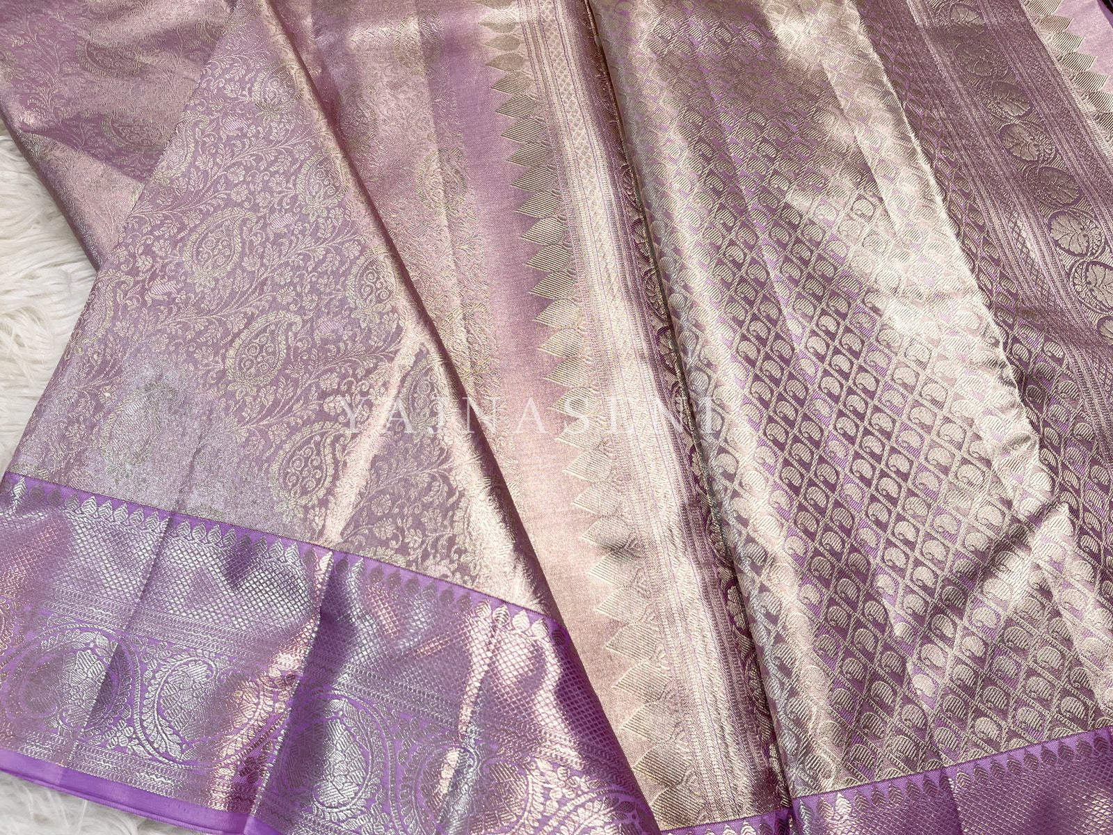 DUSKY ORCHID - Pure Kanjivaram Silk Saree with Light Gold Zari