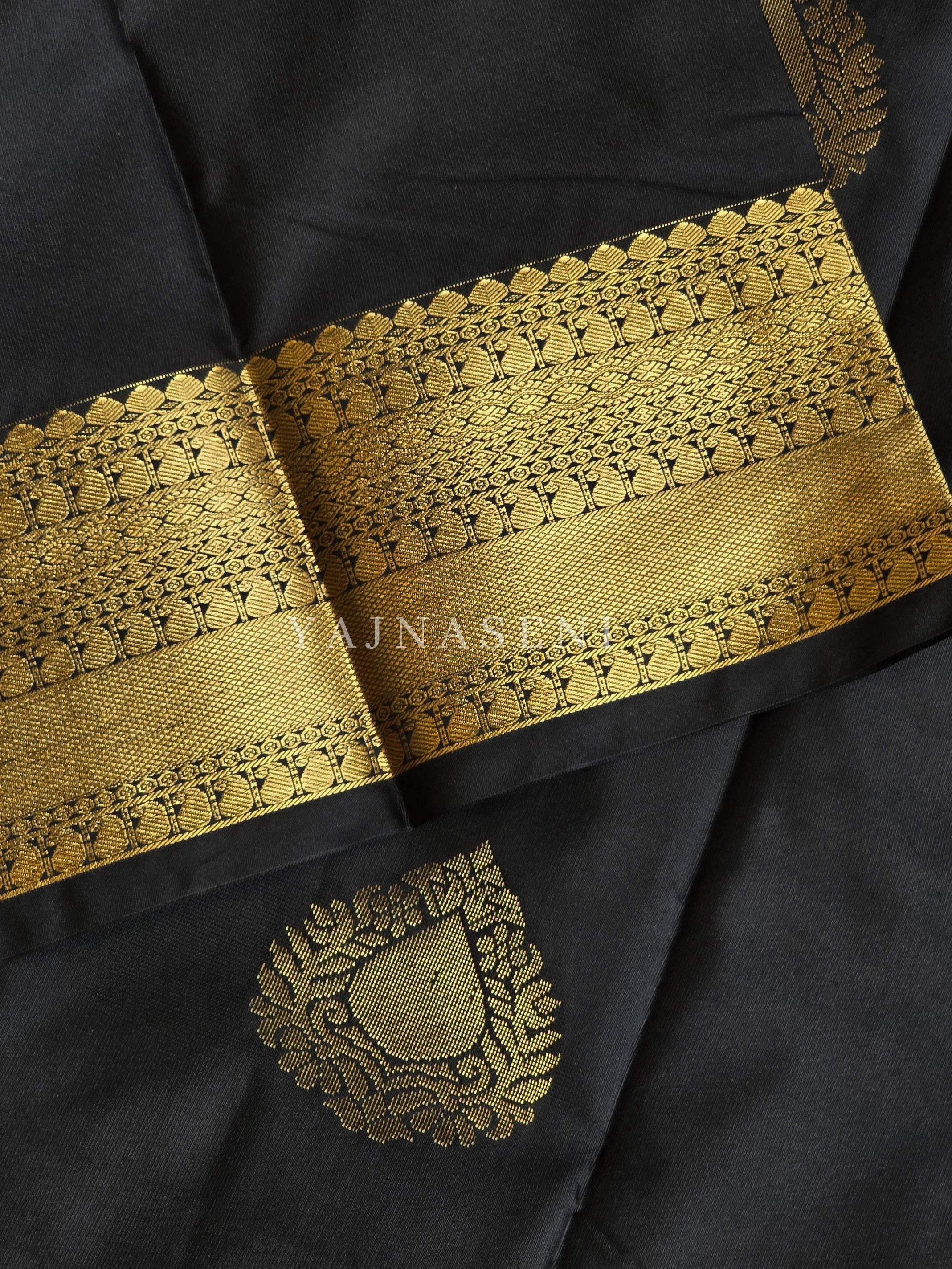 Soft Silk x Gold Zari Saree - Black