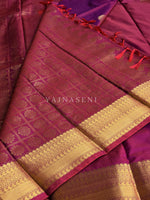 Load image into Gallery viewer, Soft Silk x Gold Zari Saree - Mulberry

