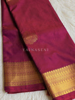 Load image into Gallery viewer, Soft Silk x Gold Zari Saree - Mulberry

