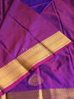 Load image into Gallery viewer, Soft Silk x Gold Zari Saree - Purple Garnet
