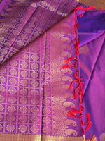 Load image into Gallery viewer, Soft Silk x Gold Zari Saree - Purple Garnet
