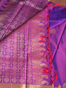 Soft Silk x Gold Zari Saree - Purple Garnet