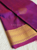 Load image into Gallery viewer, Soft Silk x Gold Zari Saree - Purple Garnet
